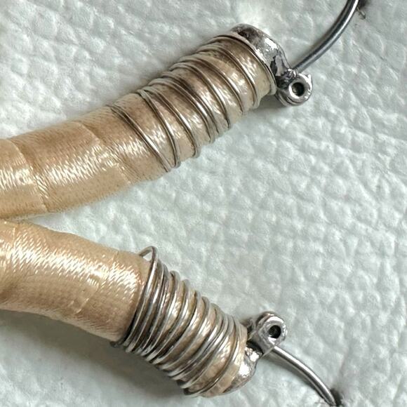 Free People Whitney Hoops Neutral Silver NWT Western Bohemian Earrings Stones - Picture 8 of 11